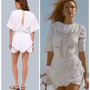 Abercrombie & Fitch Mini Short-Sleeve Easy Waist Ruffle Skort Dress Cotton Sz S